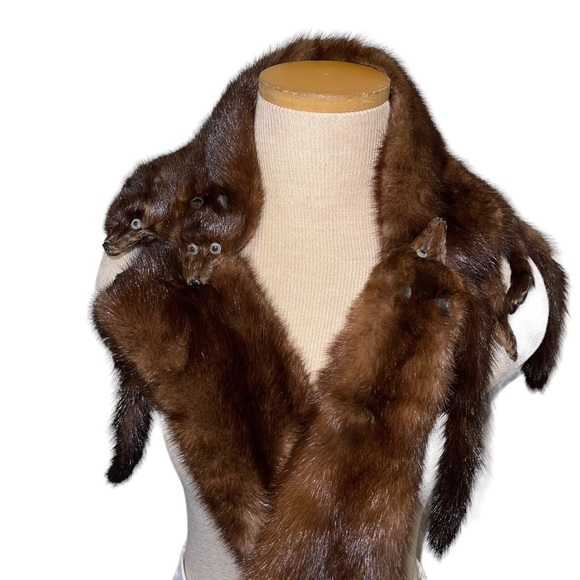 Vintage Rosen Engelson Saint Paul Mink Stole With Four Mink Bodied - Picture 3 of 5